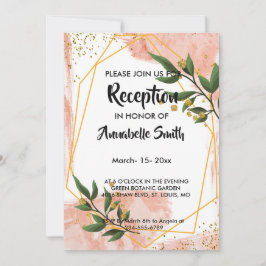 Moderne goudwinning Ivory Green Floral Reception Kaart