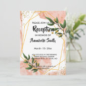 Moderne goudwinning Ivory Green Floral Reception Kaart (Staand voorkant)