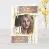 Moderne goudwitte 21e geometrische glittervormen kaart (Gele Bloem)