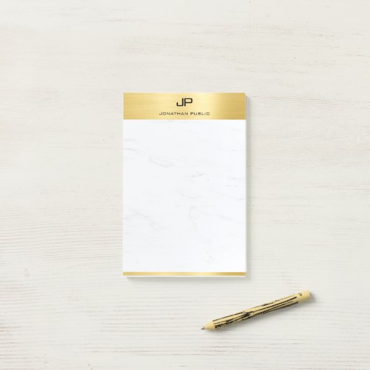 Moderne goudwitte marmer Elegant Sjabloon Post-it® Notes (Op bureau)