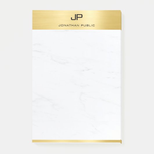 Moderne goudwitte marmer Elegant Sjabloon Post-it® Notes (Voorkant)