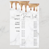 Moderne goudwitte marmer salon schoonheidsprijslij menu (Voorkant / Achterkant)