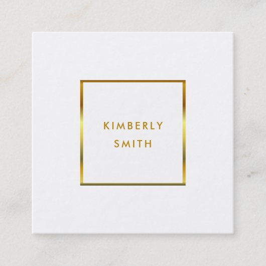 Moderne goudwitte minimalistische professionele pr vierkante visitekaartje (Voorkant)