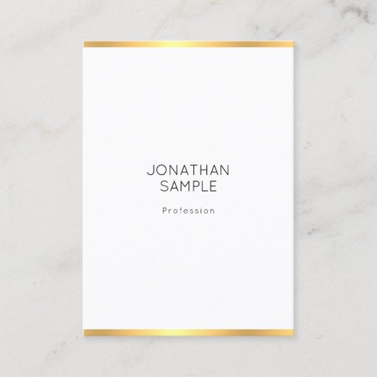 Moderne goudwitte Sjabloon met elegant gouden kleu Visitekaartje (Voorkant)
