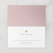 Moderne goudzedenbruiloft met elegante gouden hart plaatskaartje (Buitenkant ongevouwen)