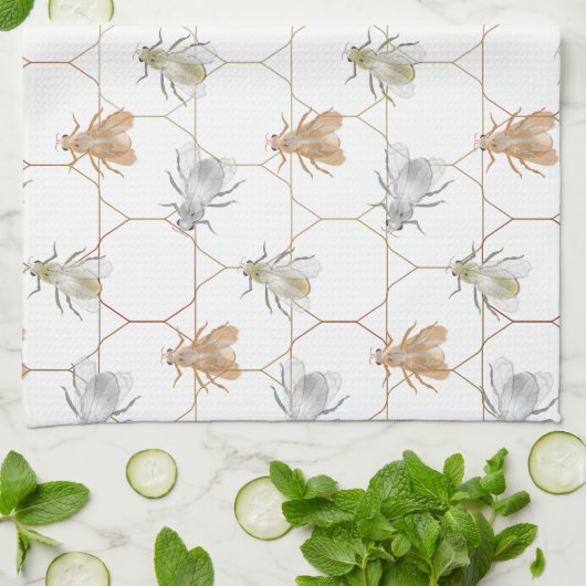Moderne goudzilver koperen bijen theedoek (Gevouwen)