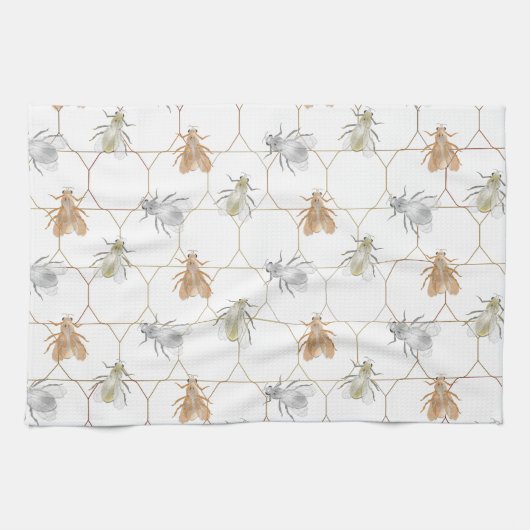 Moderne goudzilver koperen bijen theedoek (Horizontaal)