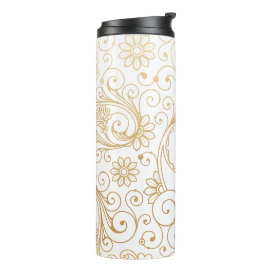 Moderne goudzirmonogram thermosbeker (Gedraaid links)