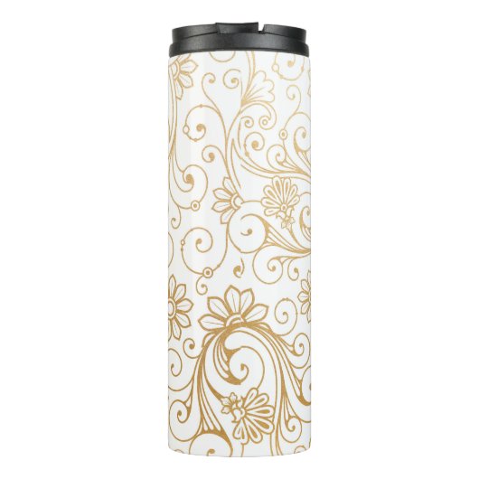 Moderne goudzirmonogram thermosbeker (Achterkant)