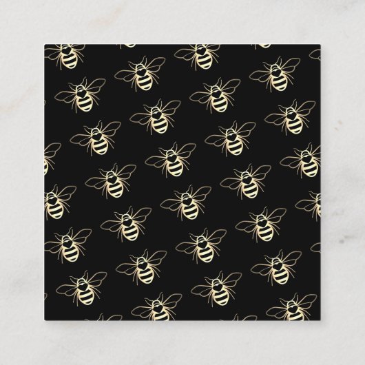 Moderne goudzwarte honing bijenhouders vierkante visitekaartje (Achterkant)