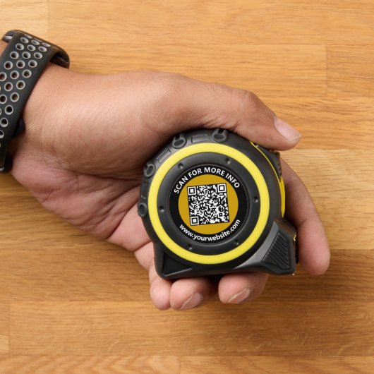 Moderne goudzwarte QR-code - Aangepaste wittekst Rolmaat (Huis)