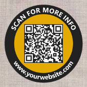 Moderne goudzwarte QR-code - Aangepaste wittekst Ronde Sticker