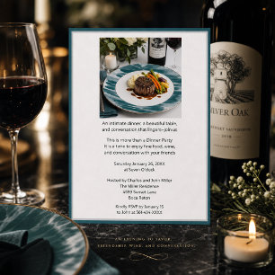 Moderne gourmet eten en wijn dinerfeest kaart
