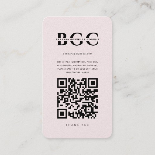 Moderne Gowns Bruidsboetiek Roze Instagram Visitekaartje (Achterkant)