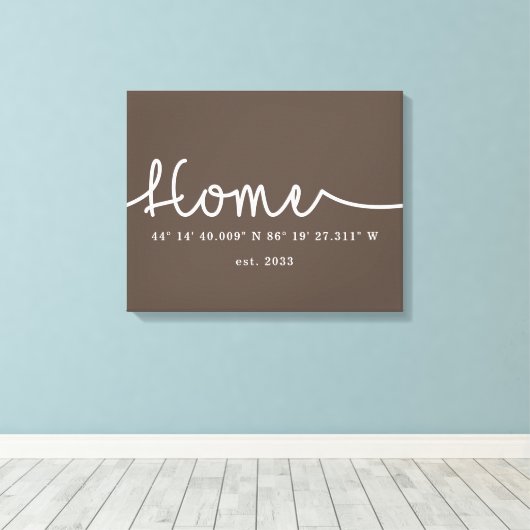 Moderne GPS-coördinaten voor thuisgebruik Canvas Afdruk (Insitu (Houten vloer))