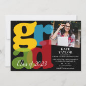 Moderne Grad 2 Foto Afstudeerfeest Uitnodiging (Voorkant)