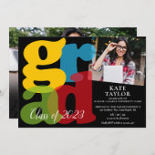 Moderne Grad 2 Foto Afstudeerfeest Uitnodiging (Voorkant / Achterkant)