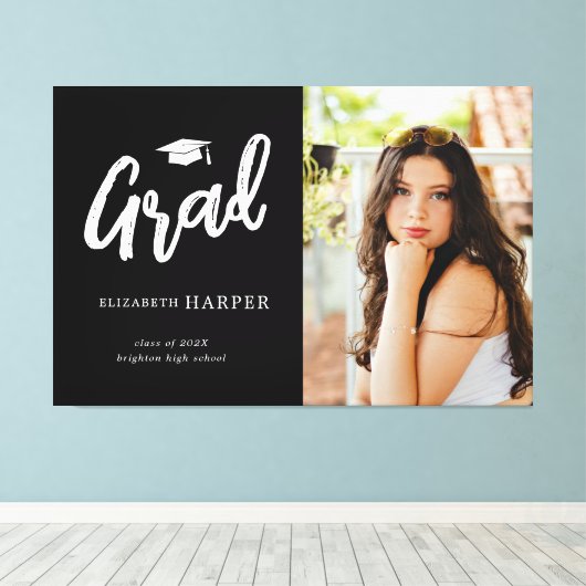 Moderne Grad Borstel Schrift Foto Afstuderen Canvas Afdruk (Insitu (Houten vloer))