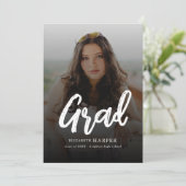 Moderne Grad Borstel Schrift Foto Afstuderen Kaart (Staand voorkant)