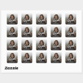 Moderne Grad Borstel Schrift Foto Afstuderen Vierkante Sticker (Vel)