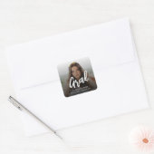 Moderne Grad Borstel Schrift Foto Afstuderen Vierkante Sticker (Envelop)