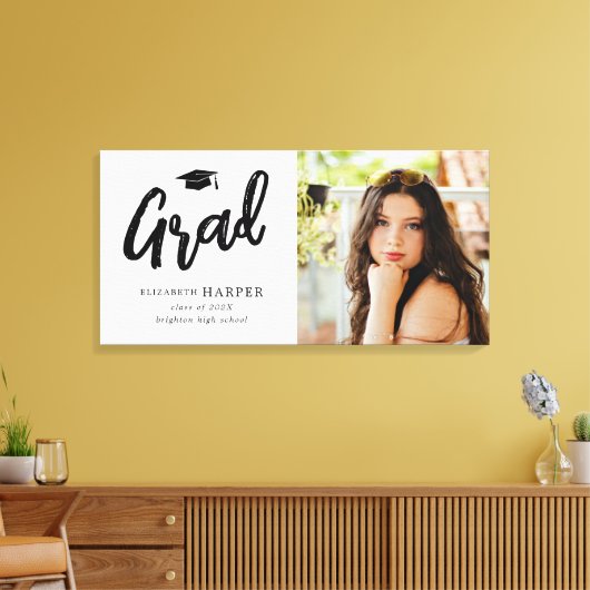Moderne Grad Brush Schrift Foto Afstuderen Canvas Afdruk (Insitu (Woonkamer))