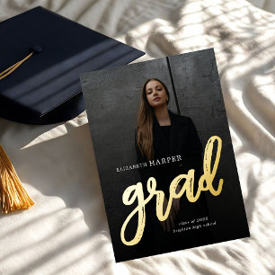 Moderne Grad Brush Schrift Foto Afstuderen Folie Uitnodiging