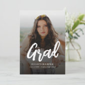 Moderne Grad Brush Schrift Foto Afstuderen Kaart (Staand voorkant)