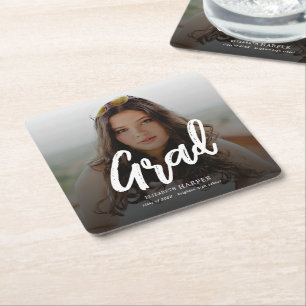 Moderne Grad Brush Schrift Foto Afstuderen Kartonnen Onderzetters