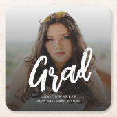 Moderne Grad Brush Schrift Foto Afstuderen Kartonnen Onderzetters (Voorkant)