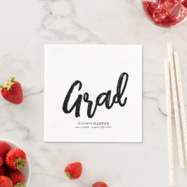 Moderne Grad Brush Script Afstudeerfeest Servet