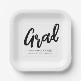 Moderne Grad Brush Script Afstuderen Papieren Bordje