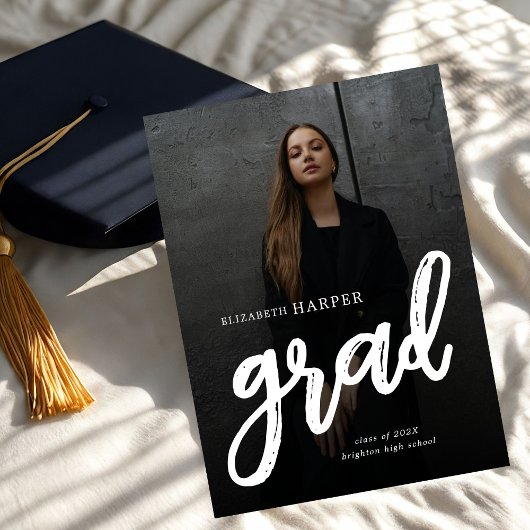 Moderne Grad Brush Script Foto Afstuderen Aankondiging