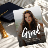 Moderne Grad Brush Script Foto Afstuderen Aankondiging