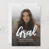 Moderne Grad Brush Script Foto Afstuderen Aankondiging (Voorkant)