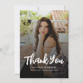 Moderne Grad Brush Script Foto Afstuderen Bedankkaart (Voorkant)