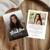 Moderne Grad Brush Script Foto Afstuderen Bedankkaart