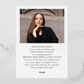 Moderne Grad Brush Script Foto Afstuderen Folie Uitnodiging (Achterkant)
