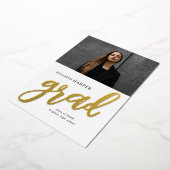 Moderne Grad Brush Script Foto Afstuderen Folie Uitnodiging (Gedraaid)