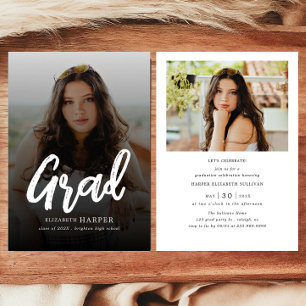 Moderne Grad Brush Script Foto Afstuderen Kaart