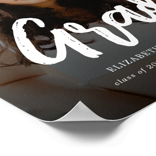Moderne Grad Brush Script Foto Afstuderen Poster (Hoek)