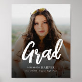 Moderne Grad Brush Script Foto Afstuderen Poster (Voorkant)