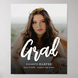 Moderne Grad Brush Script Foto Afstuderen Poster
