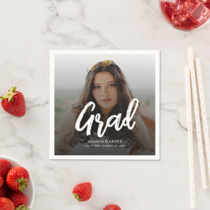 Moderne Grad Brush Script Foto Afstuderen Servet