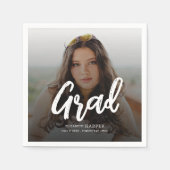 Moderne Grad Brush Script Foto Afstuderen Servet (Voorkant)