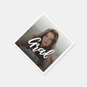 Moderne Grad Brush Script Foto Afstuderen Servet (Hoek)