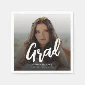 Moderne Grad Brush Script Foto Afstuderen Servet (Voorkant)