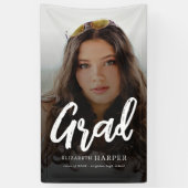 Moderne Grad Brush Script Foto Afstuderen Spandoek (Verticaal)
