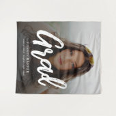 Moderne Grad Brush Script Foto Afstuderen Wandkleed (Voorkant (horizontaal))