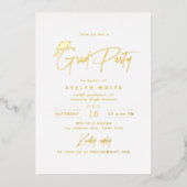Moderne Grad Cap-handtekening Script Eenvoudige Af Folie Uitnodiging (Voorkant)